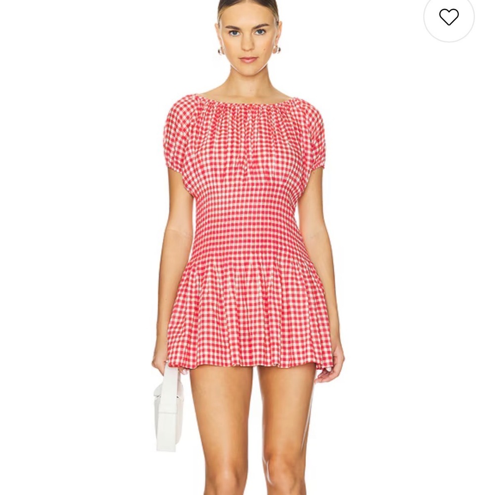 Frankies Bikinis Gingham Mini Dress Women XS Res Smocked Cottage Picnic